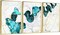 3 Set Framed Canvas Wall Art Oil Paintings - Abstract Blue Ribbon Poster